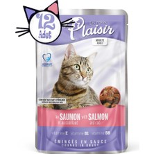 Plaisir Pouch 100 gr Somon morina Etli 12 Adet Kedi Maması