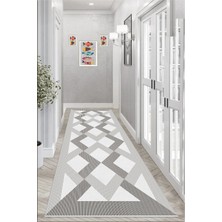 Pera Life Halı Yıkanabilir Kaymaz Geometrik Çizgili Desenli  Salon Halısı Mutfak Halısı ve Yolluk 4709