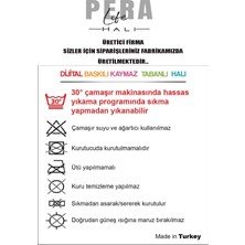 Pera Life Halı Yıkanabilir Kaymaz Siyah Çerçeve Eskitme Desenli  Salon Halısı Mutfak Halısı ve Yolluk 4714