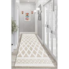 Pera Life Halı Yıkanabilir Kaymaz  Geometrik Iskandinav Desenli  Salon Halısı Mutfak Halısı ve Yolluk 4604
