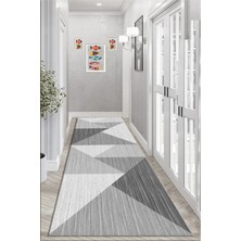 Pera Life Halı Yıkanabilir Kaymaz Geometrik Üçgen Desenli  Salon Halısı Mutfak Halısı ve Yolluk 4725