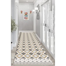 Pera Life Halı Yıkanabilir Kaymaz Geometrik  Baklava  Desenli  Salon Halısı Mutfak Halısı ve Yolluk 4732
