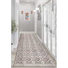 Pera Life Halı Yıkanabilir Kaymaz Punto Geometrik Desenli  Salon Halısı Mutfak Halısı ve Yolluk 4669