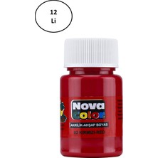 Nova Color Nova Coloar Akrilik Boya Şişe Kırmızı Renk