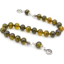 Murty99 Sığırcık Kesim Hareli Zeytin Yeşili Toz Pres Kehribar Zaza Tesbih