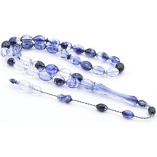 Murty99 Sistemli Beyzi Kesim Iri Boy Şeffaf Lacivert Uçak Camı Tesbih