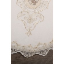 Sırmalı Home Stella Fransız Güpürlü Büyük Ebat Krem 2'li Banyo ve Salon Paspas Takımı Çeyizlik 70X120 ve 60X70