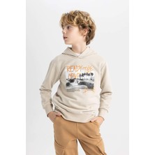 DeFacto Erkek Çocuk Baskılı Kapüşonlu Sweatshirt B7105A824SP