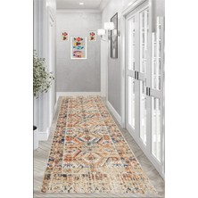 Pera Life Halı Yıkanabilir Kaymaz Etnik Iskandinav Desenli Salon Halısı Mutfak Halısı ve Yolluk 4419