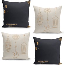 Filamente 4'lü Kırlent Kılıf Seti Ramazan Özel Desenli Çift Taraflı Dijital Baskılı