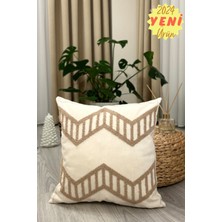 Filamente Özel Tasarım Gerçek Punch Panç Desen Bohem Kırlent Kılıfı Bej