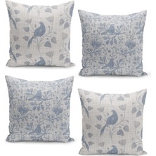 Filamente 4'lü Kırlent Kılıf Seti Fransız Dokuma Keten Doku Görünümlü Tasarım