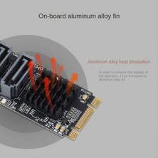 Passing M.2 Ngff Sata - 5 Bağlantı Noktalı Sata3 Genişletme Kartı JM582 Ana Çip, Alüminyum Alaşımlı Isı Emici Sürücü Ücretsiz Destek Sata Pm (Yurt Dışından)