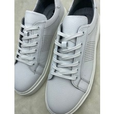 Çiğdem Kundura Çiğdem Gerçek Deri Beyaz Tabanlı Erkek Spor Ayakkabı (Hdy) - Beyaz - 43 - ST01990-BEYAZ-43