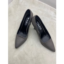 Çiğdem Kundura Çiğdem Platin Gri Saten Kadeh Ökçe Stiletto (ENZS1A) - Platin Gri - 37 - ST01989-PLATİN Gri-37