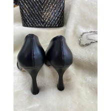 Çiğdem Kundura Çiğdem Siyah Taş Detaylı Kadeh Ökçe Stiletto  (Moda S1) - Siyah - 37 - ST01711-SİYAH-37