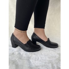 Çiğdem Kundura Çiğdem Gerçek Deri Yuvarlak Burun Siyah Klasik Topuklu Kadın Ayakkabı  - Siyah - 36 - ST00727-SİYAH-36