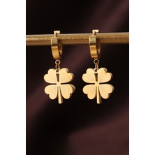 Clariss 316L Çelik Gold Renk Yonca Küpe