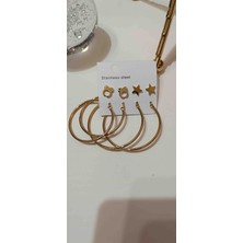 Didams Accessories Gold Halka 4 Lü Set Küpe