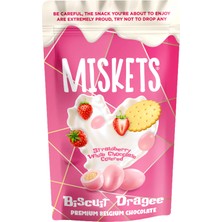 Miskets Beyaz Çikolata Kaplamalı Çilek Bisküvi Draje 80 gr