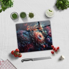 Decorita Cam Kesme Tablası - Cam Kesme Tahtası | Dark Flowers |