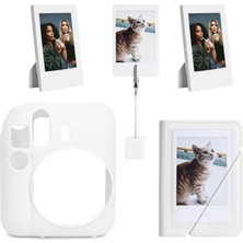 Insta x  Mini 12 Beyaz Slikon Kılıf Mini 28'Li Albüm Ve Fotoğraf Çerçeveleri Aksesuar Seti