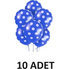 Tüftürük Helyuma Uyumlu Puantiyeli Balon Mavi 10 Adet 12 Inç