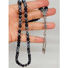 Yaşam Tohumu Kar Tanesi Obsidyen Taşı 99LUK Tesbih 6mm