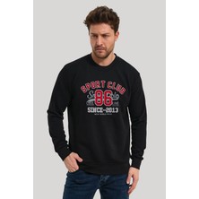 New World Polo Bisiklet Yaka Siyah Slim Fit Sweatshirt 23FWM60159