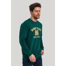 New World Polo Bisiklet Yaka Yeşil Slim Fit Sweatshirt 23FWM60159