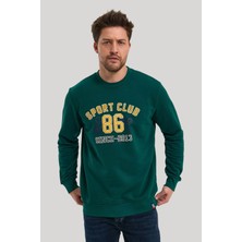 New World Polo Bisiklet Yaka Yeşil Slim Fit Sweatshirt 23FWM60159