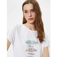 Koton Baskılı Tişört Bisiklet Yaka Kısa Kollu