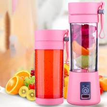 Kuadu Shop Pembe Stil Taşınabilir Mikser Çok Fonksiyonlu USB Elektrikli Blender Gıda Smoothie Maker Blender Karıştırma Şarj Edilebilir 6 Yapraklı Meyve Sıkacağı Fincan (Yurt Dışından)