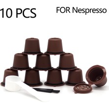 Kuadu Shop Siyah Stil 10 Parça 10 Adet Doldurulabilir Yeniden Kullanılabilir Nespresso Kahve Kapsülü Yeniden Kullanılabilir Nespresso Bölmeleri Bir Kaşıkla Bir Fırça (Yurt Dışından)