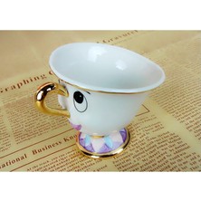 Kuadu Shop 1 Adet Chip Cup Stili Karikatür Güzel ve Çirkin Çaydanlık Kupa Mrs Potts Çip Çaydanlık Fincan Seti Cogsworth Porselen Hediye 18K Altın Kaplama Boyalı Emaye (Yurt Dışından)