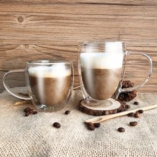 Kuadu Shop 450 ml Sap Stili ile 4 Adet Çift Cidarlı Espresso Fincanı ml Kupa Kahve Fincanı Isıya Dayanıklı Şeffaf Cam Bardak Su Bardağı Süt Bardağı (Yurt Dışından)