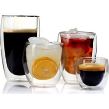 Kuadu Shop 450 ml Sap Stili ile 4 Adet Çift Cidarlı Espresso Fincanı ml Kupa Kahve Fincanı Isıya Dayanıklı Şeffaf Cam Bardak Su Bardağı Süt Bardağı (Yurt Dışından)