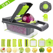 Kuadu Shop Kırmızı 9'u 1 Arada Çok Fonksiyonlu Sebze Kesici Dilimleme Rende Kesici Soyucu Patates Soyucu Havuç Rendesi Tahliye Sepeti Mutfak Aletleri 12 In 1 (Yurt Dışından)