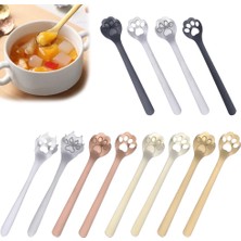 Kuadu Shop Çoklu Stil 2,8X14,7 cm Hollow Karikatür Kahve Çay Kaşığı Paslanmaz Çelik Kedi Köpek Pençe Tatlı Dondurma Kaşığı Sofra Akşam Yemeği Cultery Set Mutfak Gereçleri (Yurt Dışından)