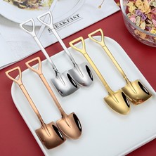 Kuadu Shop B-Rose Gold Style Cof Spoon Ice Cream Dessert Spoon Retro Cute Round Head Spoon Kitchen Gadget Decoration Kitchen Bar Utensils (Yurt Dışından)