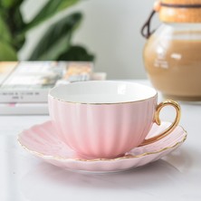 Kuadu Shop Stil5 Stil Pembe Şirin Yaratıcı Porselen Fincan ve Tabağı Seramik Sade Çay Takımları Modern Tasarım Kahve Fincanları Tazas Para Cafe (Yurt Dışından)