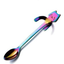 Kuadu Shop Renkli Stil Yaratıcı Sevimli Kedi Şekli Kahve Kaşıkları Bardağın Kenarına Asılabilir Paslanmaz Çelik Çay Kaşığı Karıştırma Kaşıkları Şık (Yurt Dışından)