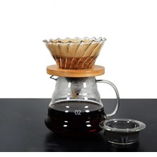 Kuadu Shop 300ML Tarzı Swabue Dökün Kahve Makinesi Tencere ve Percolators Seti Cam Damlatıcı V Filtre Çevre Dostu 500ML Yeniden Kullanılabilir Colande Cafe (Yurt Dışından)