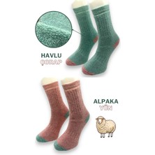 Ciho Socks Premium 2 Çift Kadın Alpaka Yünlü Yumuşak Yıkamalı Norveç Tipli Termal Soket Çorap