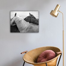 Decorita Cam Tablo | Siyah Beyaz Atlar | 30CM x 40CM
