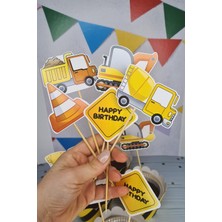Pekshop Inşaat Konsept Kürdan Süsleri Cupcake Süsleri Lüks Büyük Boy 10LU Paket