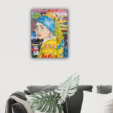 Cam Tablo | Popart Serisi | Inci Küpeli Kız | 30CM x 40CM