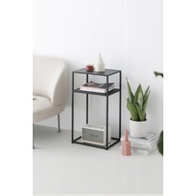 3Art Metal Dekoratif Metal Yan Sehpa - Yatak Koltuk Yanı Raf - Komidin Metal Raf