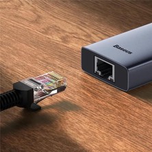 Baseus 100W 6in1 Çevirici Çoğaltıcı Adaptör Dock Hub, 3x Usb, 2x Type C, 1x 60Hz Hdmı, 1x RJ45 Port Girişli Hub