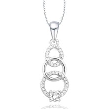 Diamond Serisi Halka Tektaş Aşk Gümüş Kadın Kolye